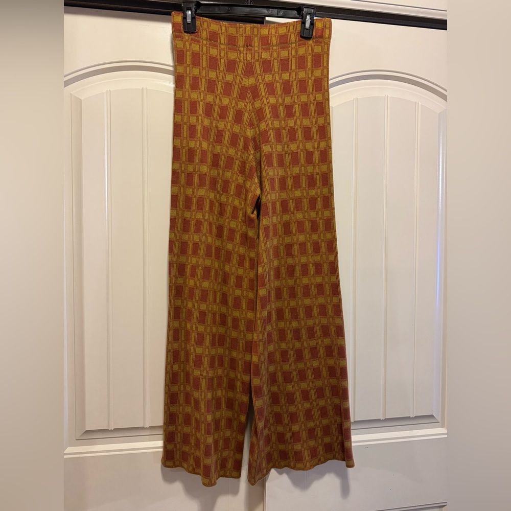 Natural Life On The Horizon Gold Check Wide Leg Pants M NWT - Picture 4 of 7